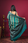 Bengal Gatha ~ Designer Chanderi Khaddi Saree with Digital Print in Pastel Green - verymuchindian.com