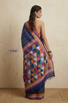 Bengal Gatha ~ Exclusive! Handloom Tussar Silk Saree with Handwoven Intricate Kantha Work in Blue - verymuchindian.com