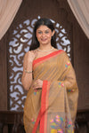 Bengal Gatha ~ Handloom Matka Silk Saree with Floral Handweave in Grainy Mustard Yellow - verymuchindian.com