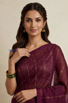 Bengal Gatha ~ Handloom Pure Silk Jamdhani Saree in Dark Maroon - verymuchindian.com