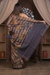 Bengal Gatha ~ Handloom Pure Silk Saree with Digital Print in Black - verymuchindian.com
