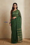 Bengal Gatha ~ Handloom Tussar Silk Saree with Digital Print in Green - verymuchindian.com