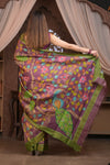 Bengal Gatha ~ Handloom Tussar Silk Saree with Kalamkari Handpainted Floral Pallu in Dusty Purple - verymuchindian.com
