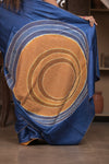 Bengal Gatha ~ Handloom Tussar Silk Saree with Kantha Embroidery in Royal Blue - verymuchindian.com