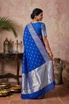 Chandani Chanderi ~ Designer Handloom Chanderi Silk Saree with Motifs and Intricate Vine Hand Border in Azure Blue - verymuchindian.com
