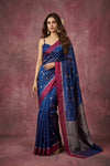 Chandani Chanderi ~ Handwoven Pure Silk Chanderi Saree In Blue - Govt. Silk Mark Certified - verymuchindian.com