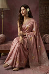 Chandani Chanderi ~ Handwoven Pure Silk Chanderi Saree In Blush PInk - Govt. Silk Mark Certified - verymuchindian.com