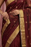 Chandani Chanderi ~ Handwoven Pure Silk Chanderi Saree In Brown - Govt. Silk Mark Certified - verymuchindian.com