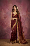 Chandani Chanderi ~ Handwoven Pure Silk Chanderi Saree In Brown - Govt. Silk Mark Certified - verymuchindian.com