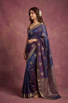 Chandani Chanderi ~ Handwoven Pure Silk Chanderi Saree In Dual Tone Blue - Govt. Silk Mark Certified - verymuchindian.com