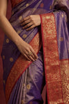 Chandani Chanderi ~ Handwoven Pure Silk Chanderi Saree In Dual Tone Purple - Govt. Silk Mark Certified - verymuchindian.com