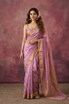 Chandani Chanderi ~ Handwoven Pure Silk Chanderi Saree In Lilac - Govt. Silk Mark Certified - verymuchindian.com