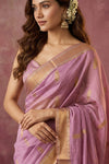 Chandani Chanderi ~ Handwoven Pure Silk Chanderi Saree In Lilac - Govt. Silk Mark Certified - verymuchindian.com