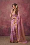 Chandani Chanderi ~ Handwoven Pure Silk Chanderi Saree In Lilac - Govt. Silk Mark Certified - verymuchindian.com