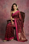 Chandani Chanderi ~ Handwoven Pure Silk Chanderi Saree In Maroon - Govt. Silk Mark Certified - verymuchindian.com