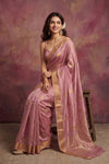 Chandani Chanderi ~ Handwoven Pure Silk Chanderi Saree In Pastel Pink - Govt. Silk Mark Certified - verymuchindian.com