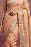 Chandani Chanderi ~ Handwoven Pure Silk Chanderi Saree In Peach - Govt. Silk Mark Certified - verymuchindian.com