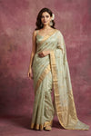 Chandani Chanderi ~ Handwoven Pure Silk Chanderi Saree In Pistachio - Govt. Silk Mark Certified - verymuchindian.com