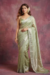 Chandani Chanderi ~ Handwoven Pure Silk Chanderi Saree In Pistachio Green - Govt. Silk Mark Certified - verymuchindian.com