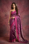 Chandani Chanderi ~ Handwoven Pure Silk Chanderi Saree In Plum Blush Pink - Govt. Silk Mark Certified - verymuchindian.com