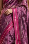 Chandani Chanderi ~ Handwoven Pure Silk Chanderi Saree In Plum Blush Pink - Govt. Silk Mark Certified - verymuchindian.com