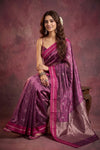 Chandani Chanderi ~ Handwoven Pure Silk Chanderi Saree In Plum Blush Pink - Govt. Silk Mark Certified - verymuchindian.com