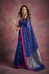 Chandani Chanderi ~ Handwoven Pure Silk Chanderi Saree In Royal Blue - Govt. Silk Mark Certified - verymuchindian.com