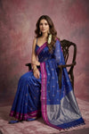 Chandani Chanderi ~ Handwoven Pure Silk Chanderi Saree In Royal Blue - Govt. Silk Mark Certified - verymuchindian.com