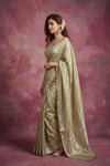 Chandani Chanderi ~ Handwoven Pure Silk Chanderi Saree In Sage Green - Govt. Silk Mark Certified - verymuchindian.com