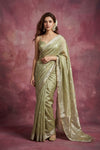 Chandani Chanderi ~ Handwoven Pure Silk Chanderi Saree In Sage Green - Govt. Silk Mark Certified - verymuchindian.com