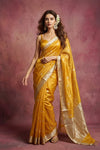 Chandani Chanderi ~ Handwoven Pure Silk Chanderi Saree In Sunrise Yellow - Govt. Silk Mark Certified - verymuchindian.com