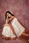 Chandani Chanderi ~ Handwoven Pure Silk Chanderi Saree In White - Govt. Silk Mark Certified - verymuchindian.com