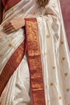 Chandani Chanderi ~ Handwoven Pure Silk Chanderi Saree In White - Govt. Silk Mark Certified - verymuchindian.com