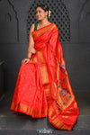 Chandrakor Virasat ~ Handloom Pure Silk Maharani Paithani with Maharani Pallu in Delight Red - verymuchindian.com