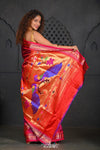 Chandrakor Virasat ~ Handloom Pure Silk Paithani with Fancy Peacock Pallu in Dual tone Purple Pink - verymuchindian.com
