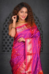 Chandrakor Virasat ~ Handloom Pure Silk Paithani with Fancy Peacock Pallu in Dual tone Purple Pink - verymuchindian.com