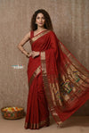 EXCLUSIVE! Handloom Pure Cotton Paithani With Lotus Pallu~ Maroon