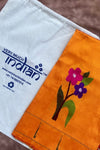 Designed by VMI - Blouse Fabric - Handloom Pure Silk - Flower Motifs (Available in Orange) - verymuchindian.com