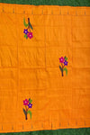 Designed by VMI - Blouse Fabric - Handloom Pure Silk - Flower Motifs (Available in Orange) - verymuchindian.com