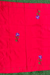 Designed by VMI - Blouse Fabric - Handloom Pure Silk - Flower Motifs (Available in Pink and Orange) - verymuchindian.com