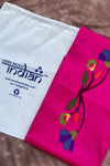 Designed by VMI - Blouse Fabric - Handloom Pure Silk -Fuscia Pink with Flower Motifs - verymuchindian.com