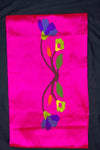 Designed by VMI - Blouse Fabric - Handloom Pure Silk -Fuscia Pink with Flower Motifs - verymuchindian.com