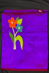 Designed by VMI - Blouse Fabric - Handloom Pure Silk - Gleaming Violet with Floral Motifs - verymuchindian.com