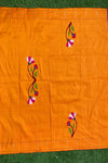 Designed by VMI - Blouse Fabric - Handloom Pure Silk - Gleaming Yellow with Flower Motifs - verymuchindian.com