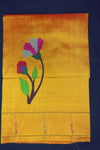 Designed by VMI - Blouse Fabric - Handloom Pure Silk - Gleaming Yellow with Flower Motifs - verymuchindian.com