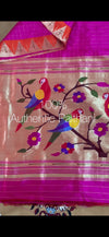 Designed By VMI ~ Customized Handloom Pure Silk Paithani Saree with Temple Border & Parrot Pallu - verymuchindian.com