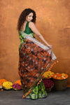 Designed By VMI~ Handloom Moonga Tussar Silk Saree With Digital Leaf Print - verymuchindian.com