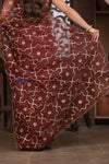 Designed by VMI! Kashi ~ Handloom Pure Organza Silk Saree in Brown with Overall Gotapatti Work(Silk Mark Certified) - verymuchindian.com