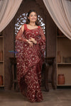 Designed by VMI! Kashi ~ Handloom Pure Organza Silk Saree in Brown with Overall Gotapatti Work(Silk Mark Certified) - verymuchindian.com
