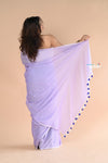 Designer Pure Cotton Sarees with All over Linear Stripes ~lavender - verymuchindian.com